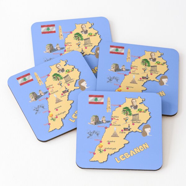 Item preview, Lebanon map, major cities names flag Lebanese national symbols and landmarks   designed and sold by mashmosh.