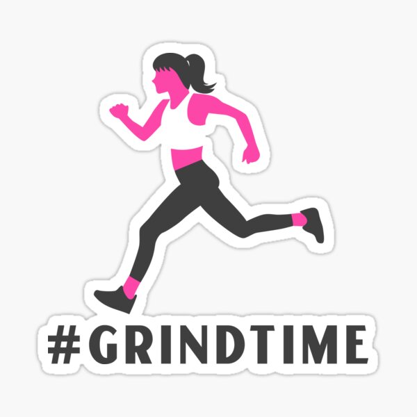"Grind Time Running Girl" Sticker by livkrys Redbubble