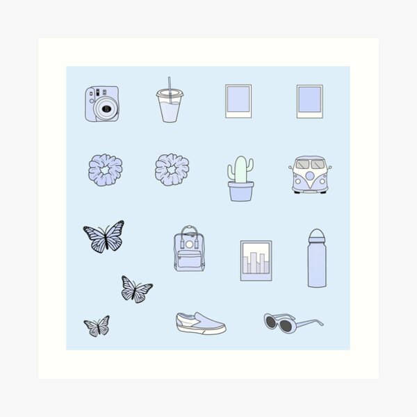 vsco and aesthetic turquoise sticker pack art print for sale by pastel paletted redbubble