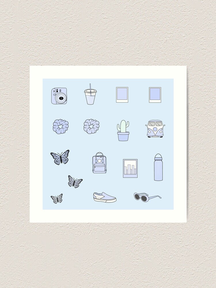 "Vsco And Aesthetic Blue Sticker Pack" Art Print By Pastel-PaletteD ...