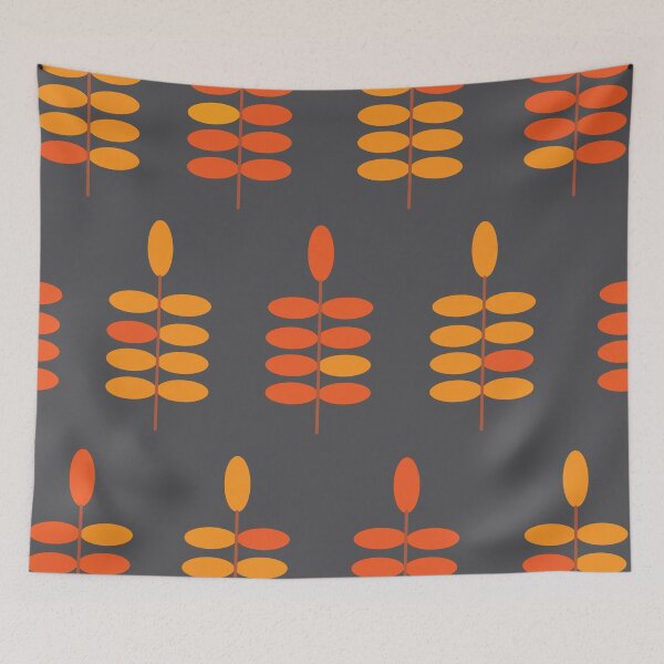 Item preview, Retro Orange Leaves Grey designed and sold by Orchyd.