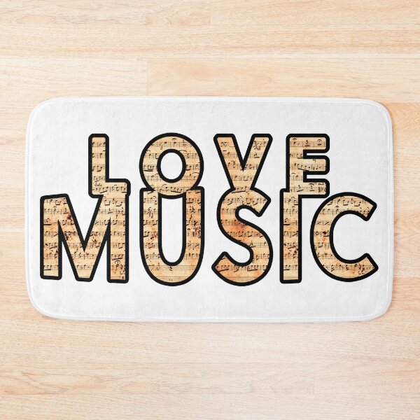 Item preview, Love Music slogan text filled with musical notes from old vintage score designed and sold by Grégory DUBUS.