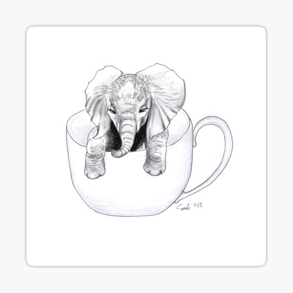 Little Elephant in a BIG mug Sticker