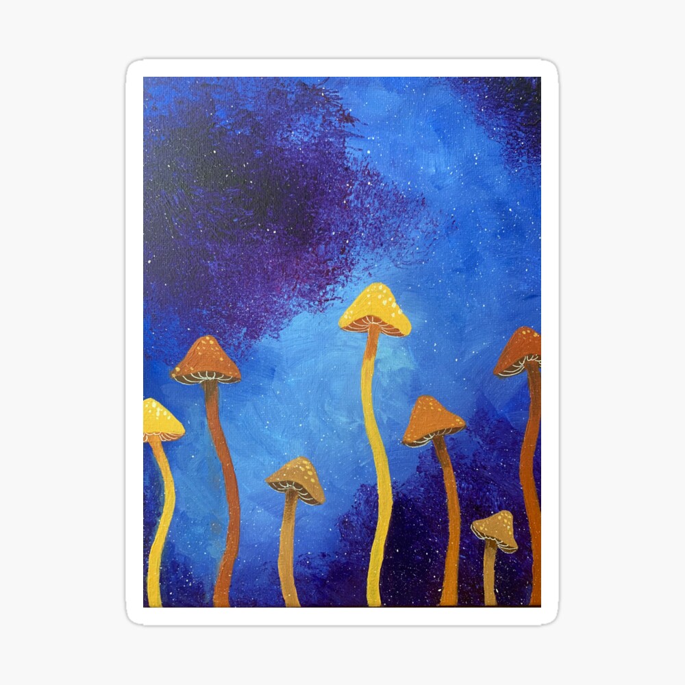 Space mushrooms print and stickers