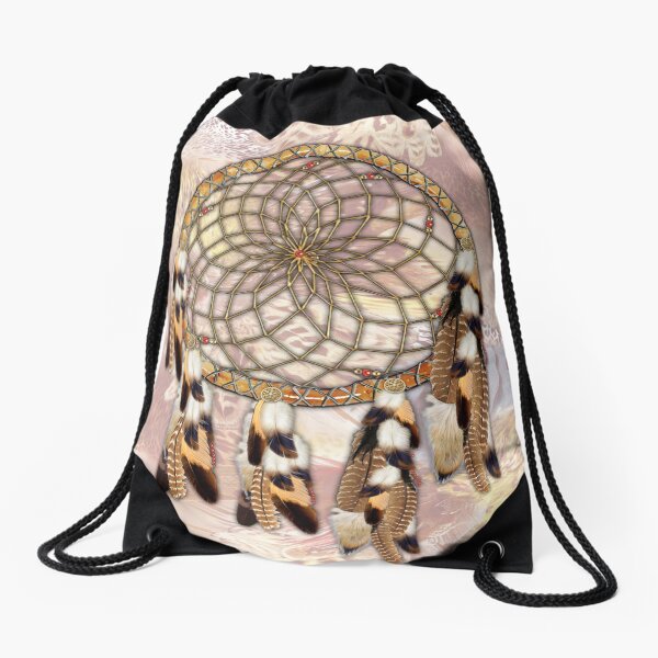 Brown Pelican or Hawk Dream Catcher Drawstring Bag