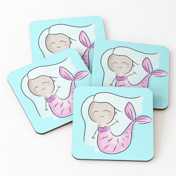 Aperçu de l'œuvre Happy Mermaid & Friends (cheveux bleus) créée et vendue par PancakeAndLoaf.