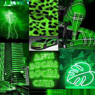 Neon green aesthetic collage