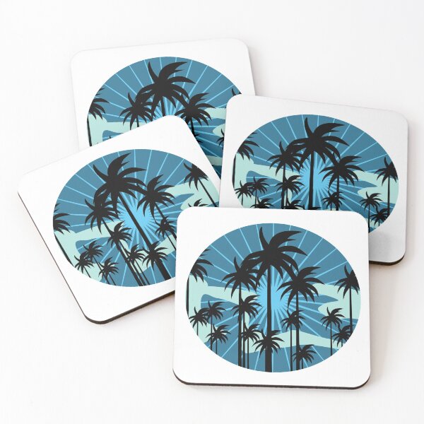 Item preview, Palm tree with beaming blue sun designed and sold by ExploreStore.