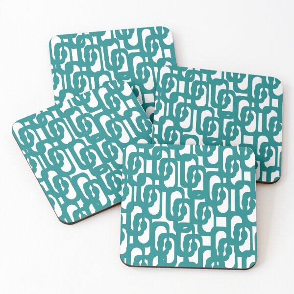 Item preview, Teal and White Mid-century Modern Loop Pattern designed and sold by kierkegaard.