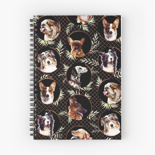 Aperçu de l'œuvre Modèle de chiens de race pure dans des cercles d'or avec des feuilles et fond noir créée et vendue par MadebyMarion.