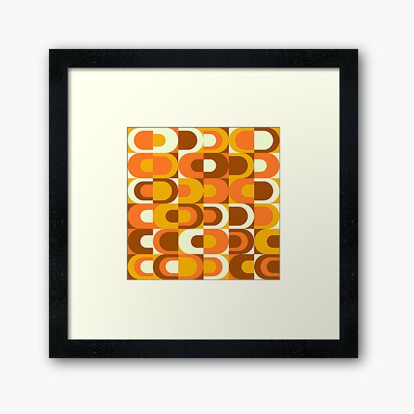 70s Pattern Retro Inustrial in Orange and Brown Tones Framed Art Print