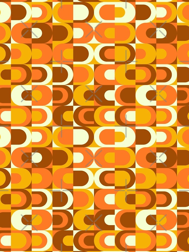 Thumbnail 4 of 4, A-Line Dress, 70s Pattern Retro Inustrial in Orange and Brown Tones designed and sold by Pattern-Queen.