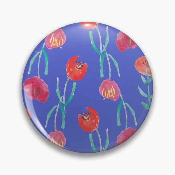 Artikelvorschau, Aquarell Muster Tulpe & Mohn Blumen - Ultramarin entworfen und verkauft von amazimals.