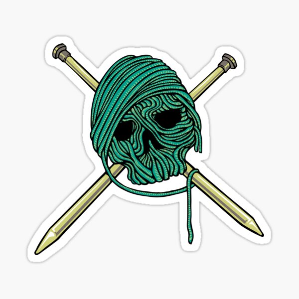 Knitter Skull & Needles Sticker