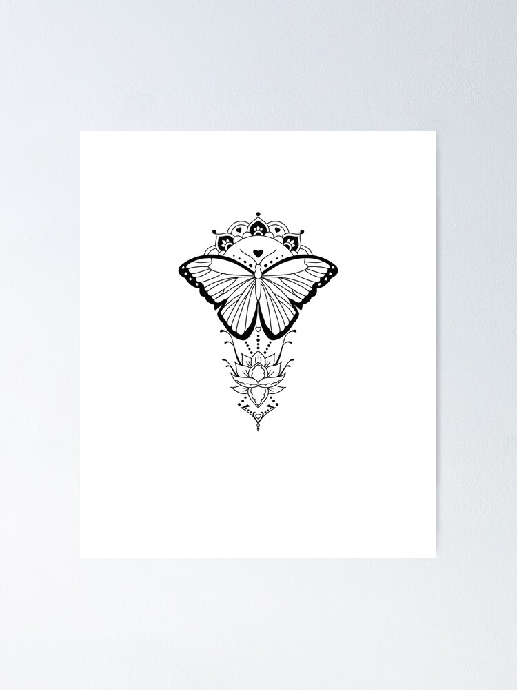 Póster «Mariposa Mandala Flor De Loto Diseño Floral» de HelenaMorpho |  Redbubble