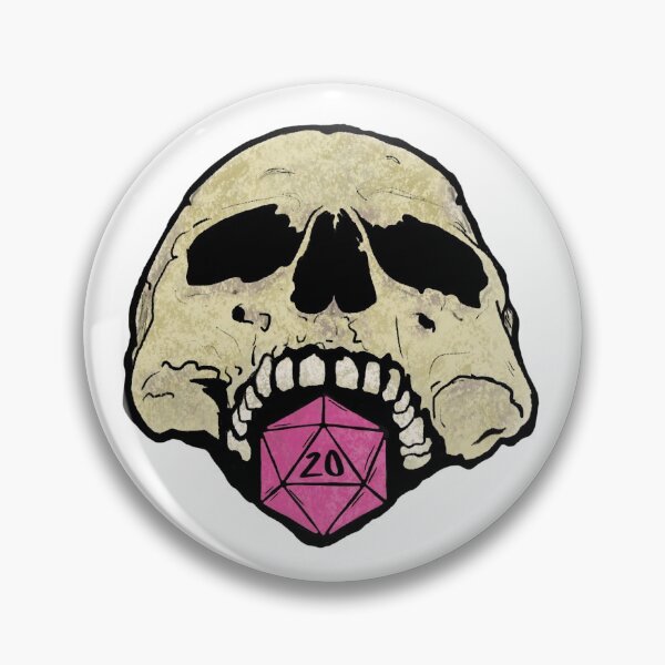 Item preview, Skull with Pink d20 designed and sold by Miranda Fields.