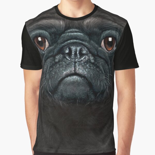 Mens Womens Cute Black Pug Face 3D Gift - Lover Black Pug Dog Graphic T-Shirt