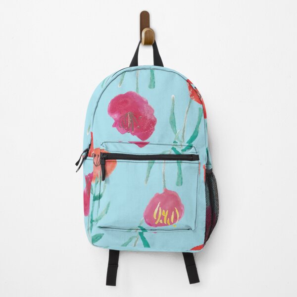 Artikelvorschau, Aquarell Muster Tulpe & Mohn Blumen - hellblau entworfen und verkauft von amazimals.
