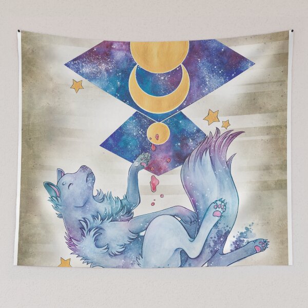 Item preview, Falling Wolf in the Sky designed and sold by YumePeachyPie.