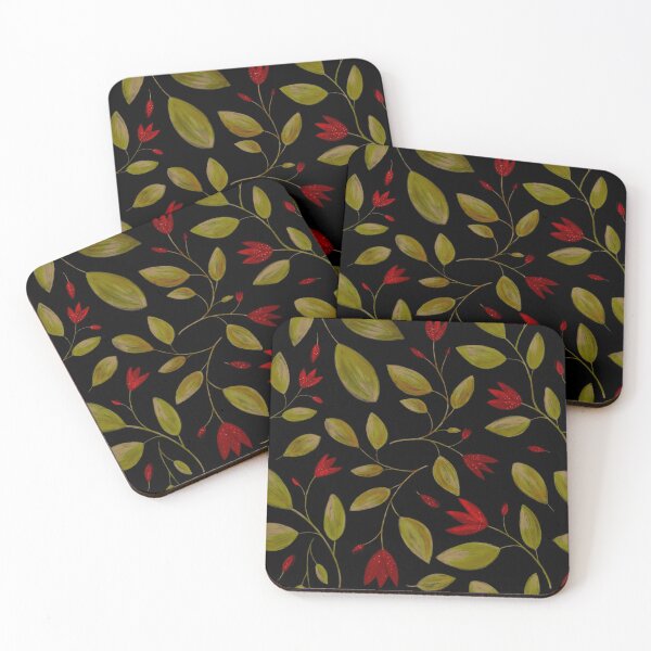 Item preview, Red Autumn flower pattern designed and sold by LaurenHWyatt.