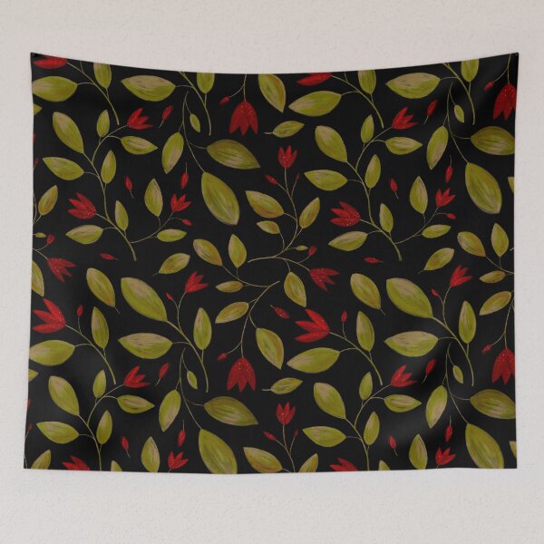 Item preview, Red Autumn flower pattern designed and sold by LaurenHWyatt.