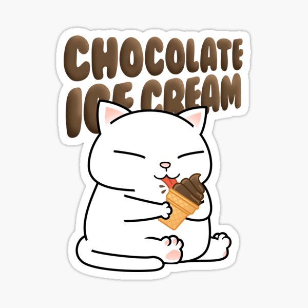 "Chubby Cat Chocolate Ice Cream" Sticker by Takedaart Redbubble
