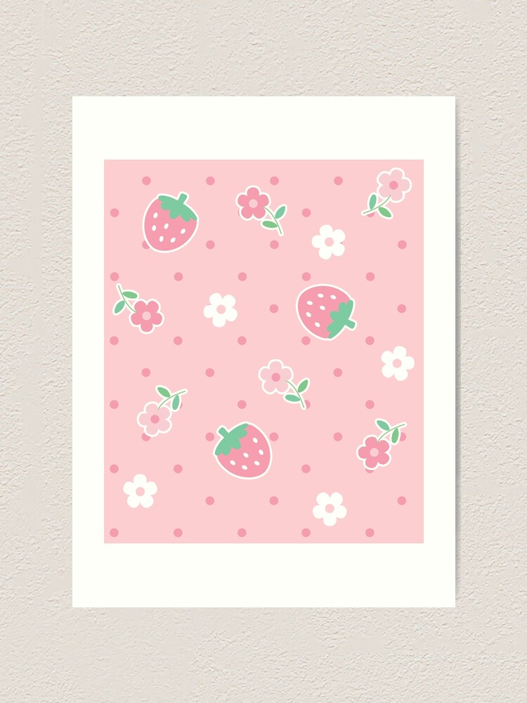 Strawberries Pink Flowers Dots Kawaii Cute Pastel Spiral Notebook for Sale  by candymoondesign