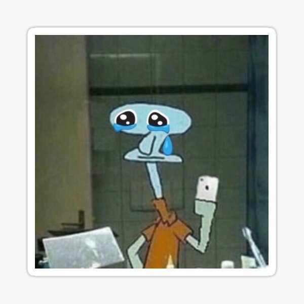 "Squid Crying in Mirror Meme" Sticker for Sale by Redbubble