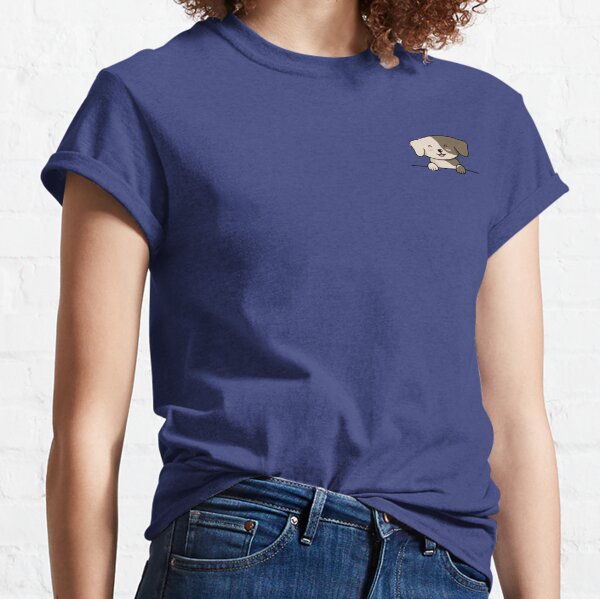Cute puppy peeking over wall Classic T-Shirt