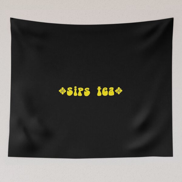 Item preview, Sips Tea Groovy Style With Yellow Color Funny Gossips Meme designed and sold by creativeloog.