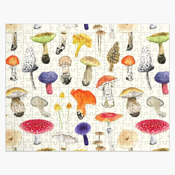 Mushroom Season on cream Jigsaw Puzzle for Sale by Kate