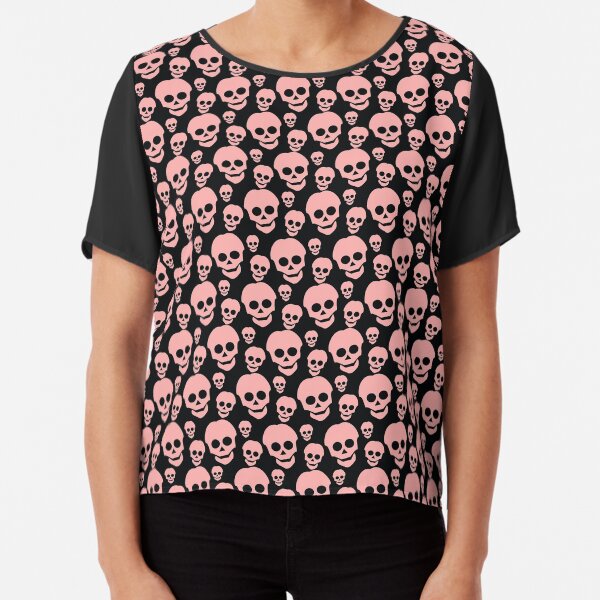 Pink Coral Skull Pattern Chiffon Top