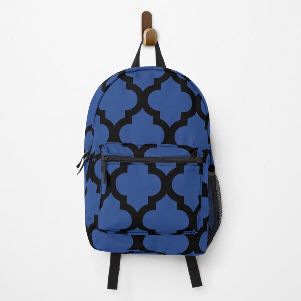 Item preview, Moroccan Quatrefoil Lattice Pattern Blue & Black designed and sold by tonymagnerart.