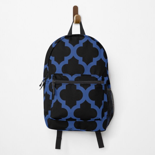Item preview, Moroccan Quatrefoil Lattice Pattern Blue & Black designed and sold by tonymagnerart.