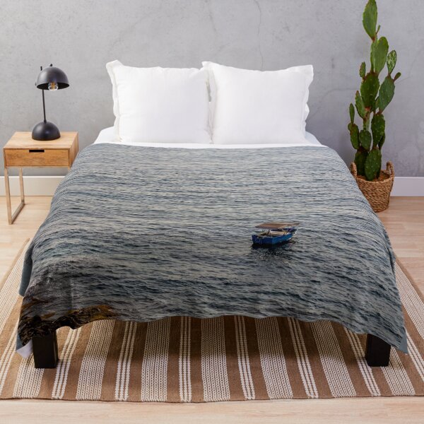 Item preview, Lonely boat floating on the Mediterranean sea designed and sold by lena-maximova.
