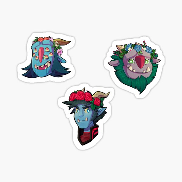 Vista previa del artículo con la obra «TrollHunters - Troll Jim, Blinky, Arrgh (corona de flores)», diseñado y vendido por Kaana Gen.