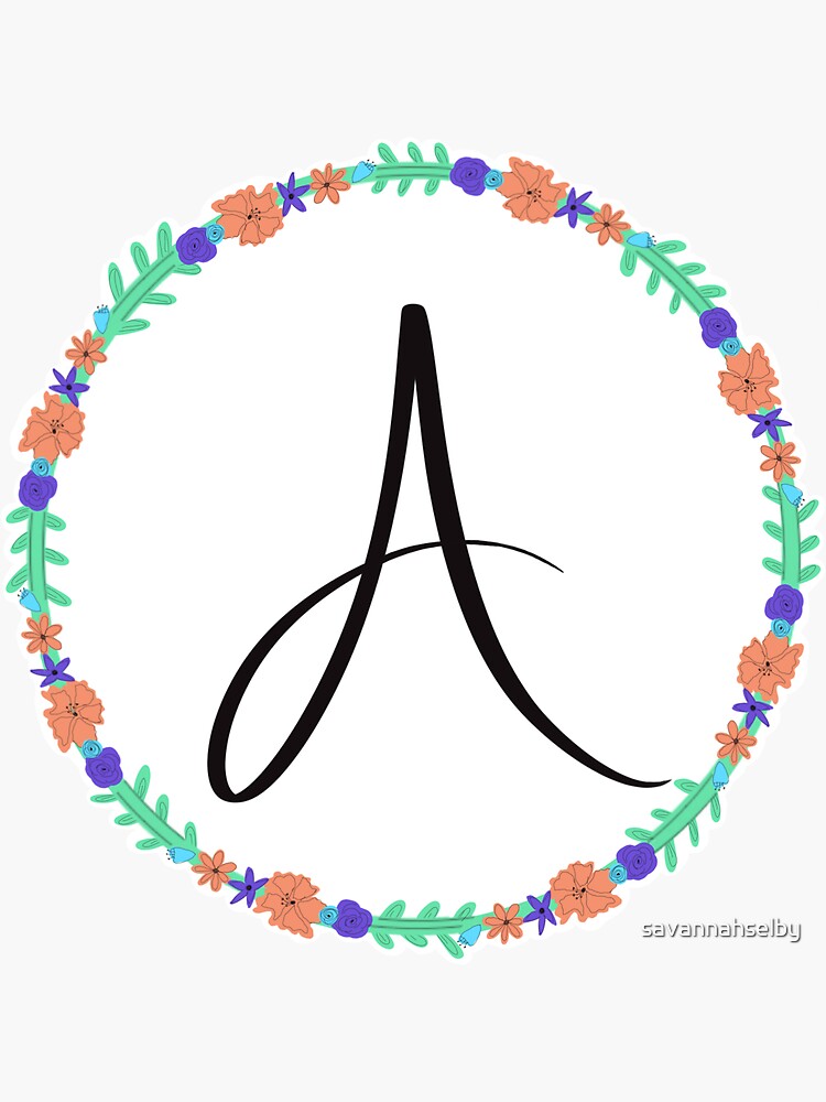 ""A" Floral Monogram" Sticker by savannahselby Redbubble