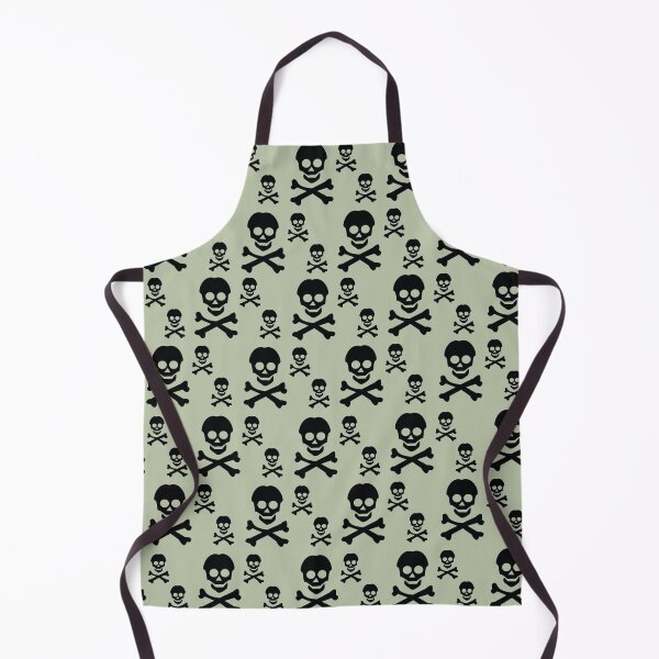 Green Pirate Skull and Cross Bones Pattern Apron