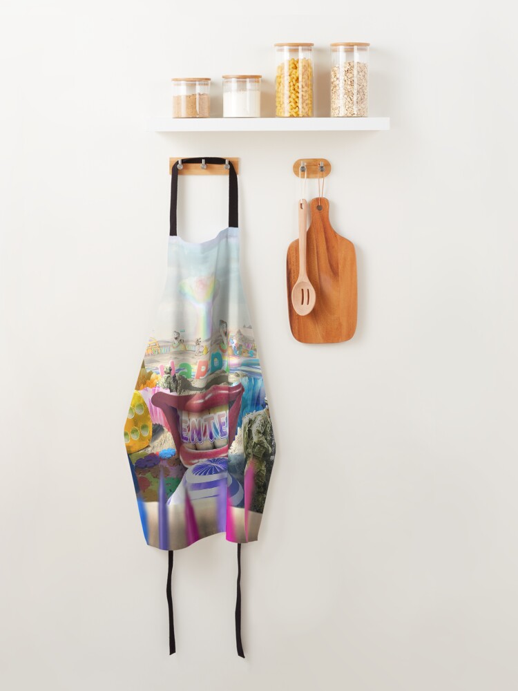 Alternate view of Clown Wasteland - trippy, surreal art Apron