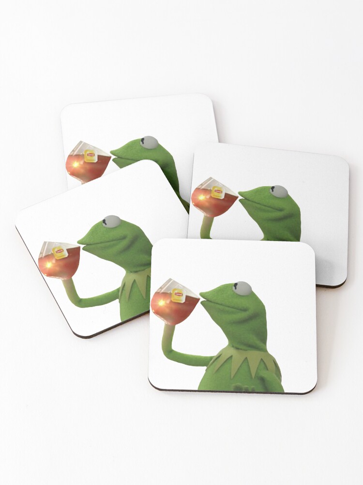Thumbnail 1 of 5, Coasters (Set of 4), Kermit Drinking Tea designed and sold by emmmcc.