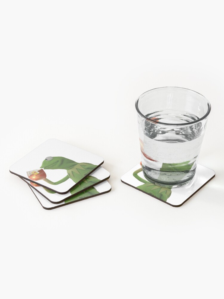 Thumbnail 2 of 5, Coasters (Set of 4), Kermit Drinking Tea designed and sold by emmmcc.