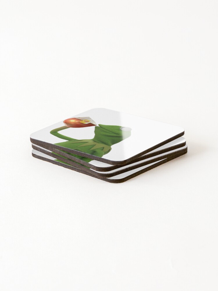Thumbnail 4 of 5, Coasters (Set of 4), Kermit Drinking Tea designed and sold by emmmcc.