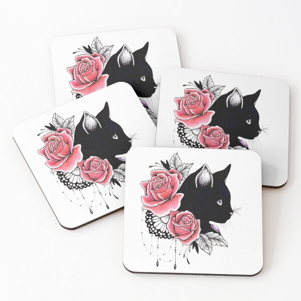 Item preview, Cat N' Roses / Roses Black Cat / Vintage Cat / Black Cat / Sticker designed and sold by AnnaWander.