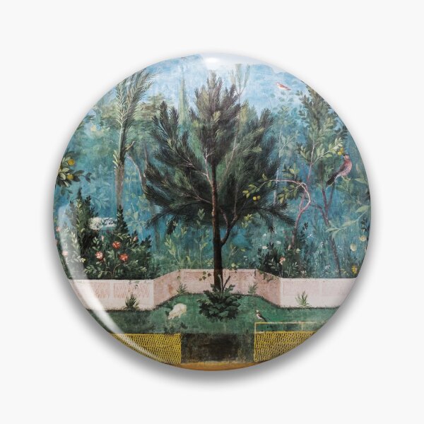 Item preview, ANTIQUE ROMAN WALL PAINTING Flower Garden Flying Birds Pine,Quince and Apple Trees  designed and sold by BulganLumini.