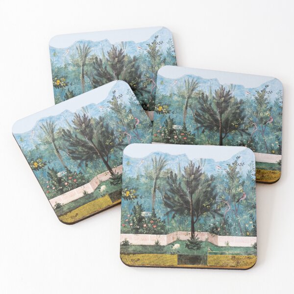 Item preview, ANTIQUE ROMAN WALL PAINTING Flower Garden Flying Birds Pine,Quince and Apple Trees  designed and sold by BulganLumini.