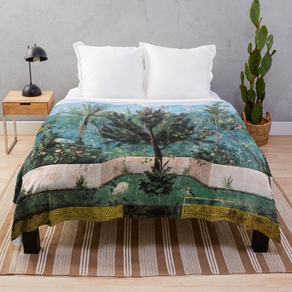 Item preview, ANTIQUE ROMAN WALL PAINTING Flower Garden Flying Birds Pine,Quince and Apple Trees  designed and sold by BulganLumini.