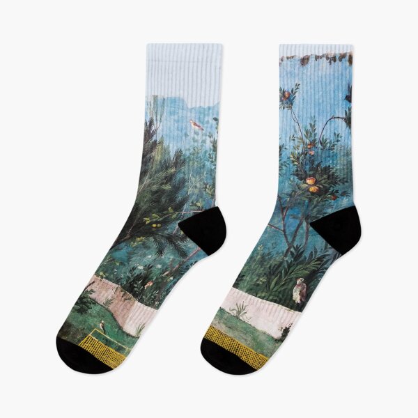 Item preview, ANTIQUE ROMAN WALL PAINTING Flower Garden Flying Birds Pine,Quince and Apple Trees  designed and sold by BulganLumini.