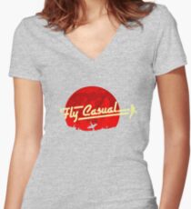Fly Casual Women's Fitted V-Neck T-Shirt
