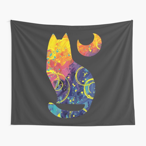Abstract Colorful Rainbow Cat Tapestry