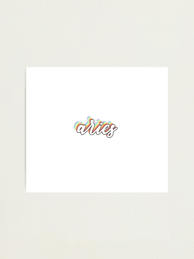 Rainbow Cursive Aries Zodiac Sign Vsco Sticker Photographic Print By